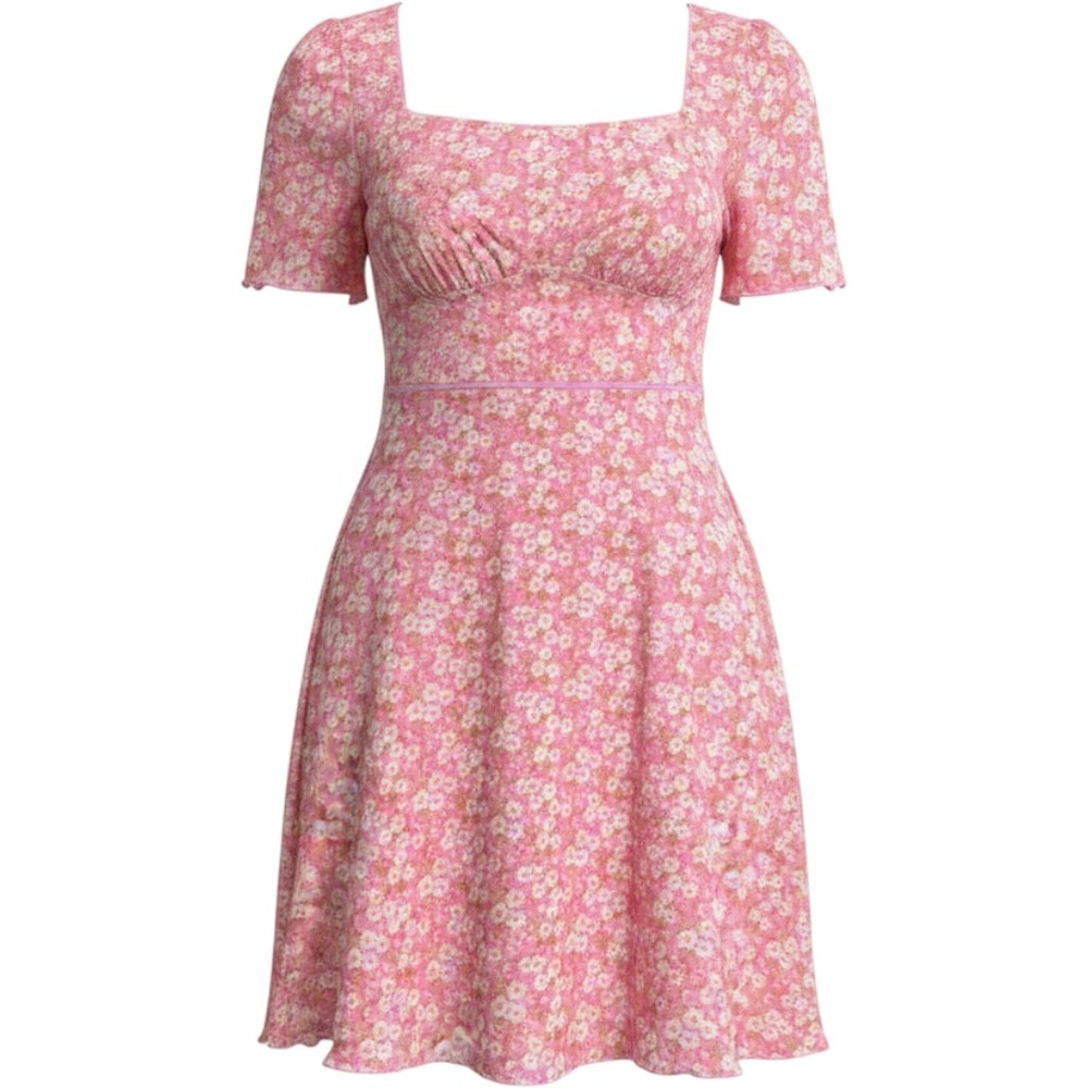 Forever 21 Plus Mesh Mini Dress Size 2X Pink Floral Stretch Coquette Cottagecore